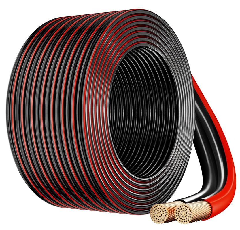 FEDUS 14 Gauge/AWG Speaker Wire 25 Meter Oxygen-Free Copper 2 Conductors Audio Speaker Cable for Car Speakers Stereos, Subwoofer, Home Theater Speakers, HiFi Surround Sound (RED+BLACK)