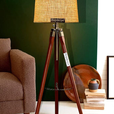 Hopdezyo E27 Led Italian Crafter Home Decor Floor Lamp For Living Room Bedroom Office, Holder & Lamp, Jute Shade Pack Of 1, Brown