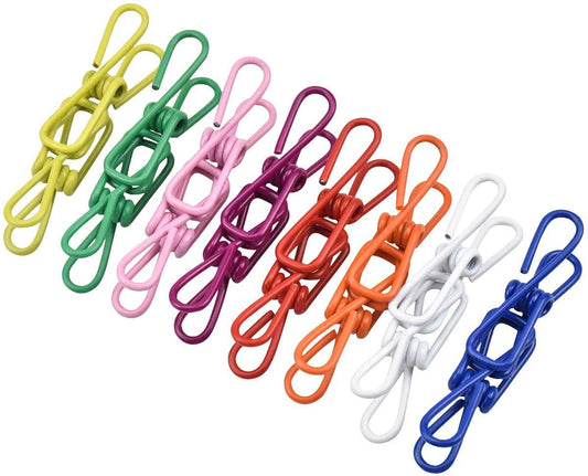 40 Pcs Clothes Line Clips, Utility Clothes Pegs Hanger, Windproof Clothespin, Strong Metal Laundry Hanging Clips for Washing Line, Towel, Paper Binding and Snacks Sealing, Random Color