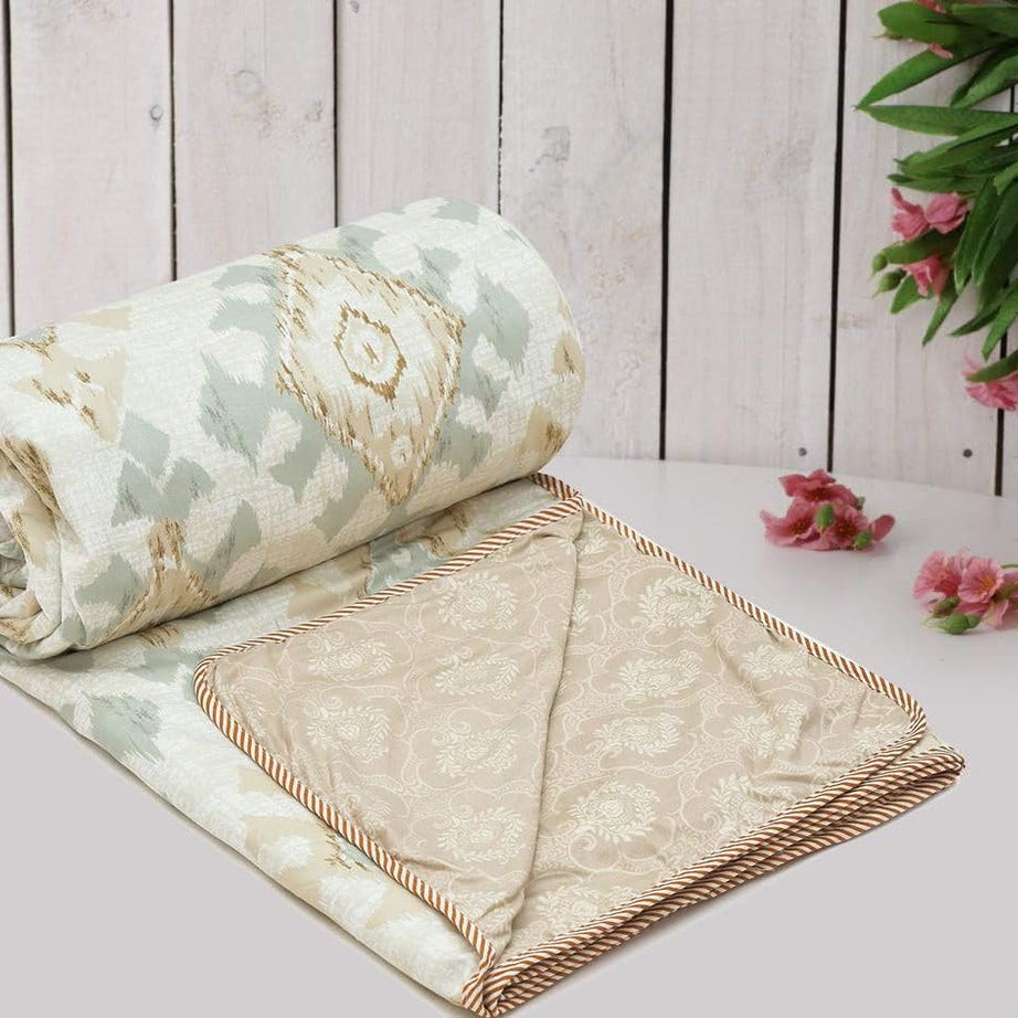 COZY FURNISH Super Soft Brushed Microfiber Cotton 3 Layer Breathable Double Dohar Lightweight Bed Dohar 84X96(Inches) 213X243(CM) Flannel Dohar Throws for Bed (Beige)