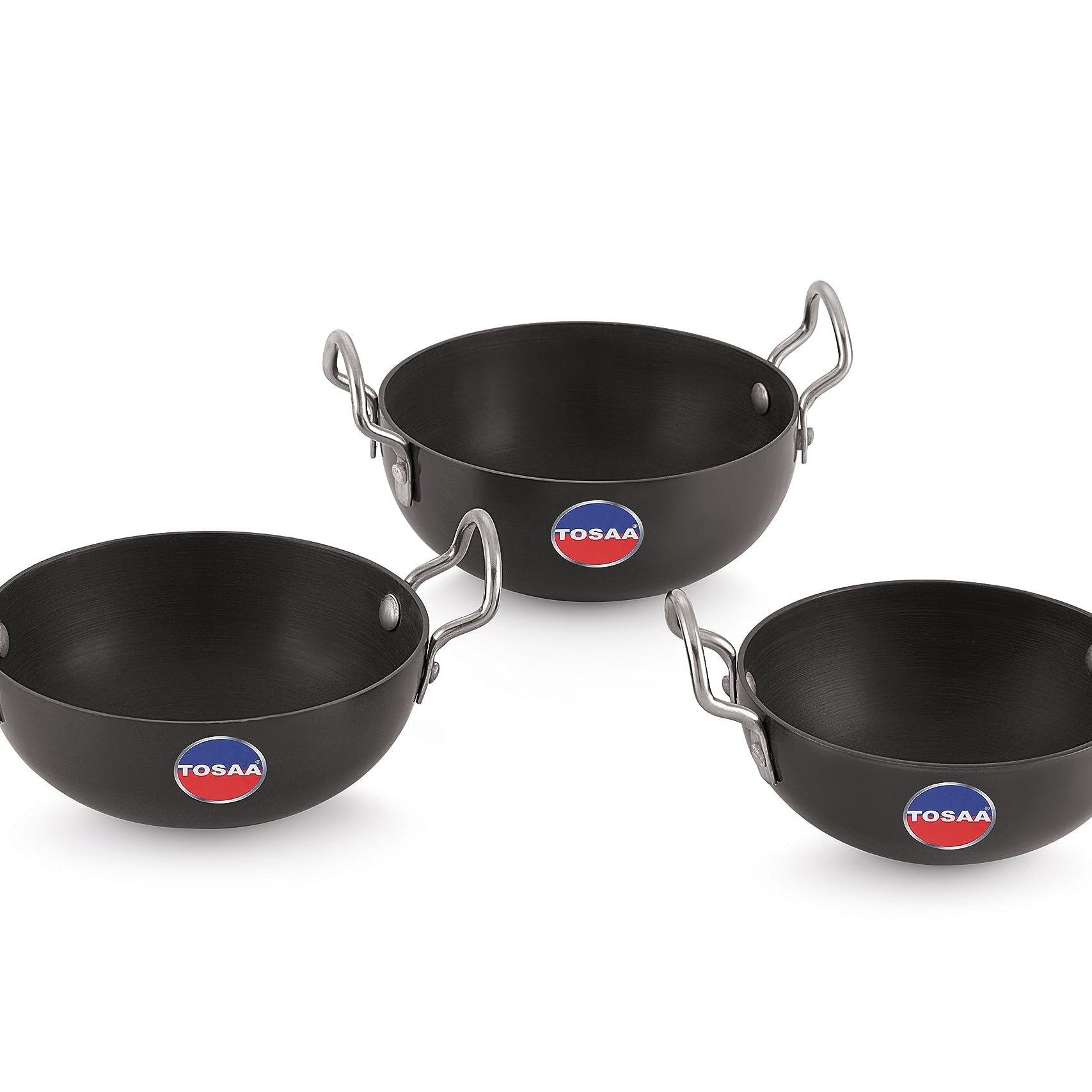 TOSAA Hard Anodised Serving Kadhai 3Pc Set- 340,ml,360, 375ml capacity