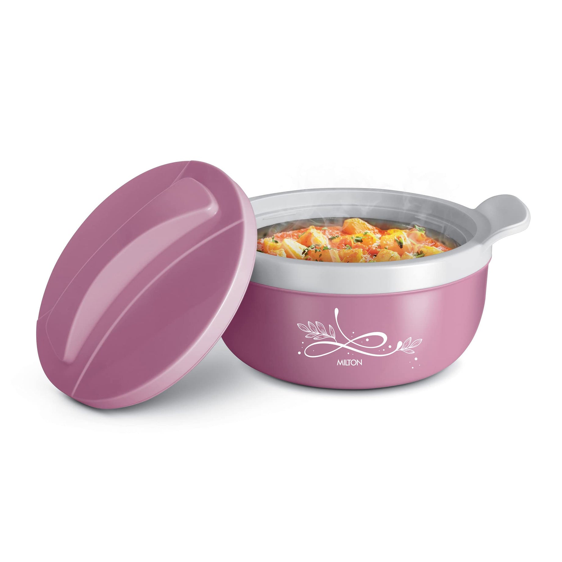 MILTON Crave 2500 Insulated Inner Stainless Steel Casserole, 2150 ml, Pink | PU Insulated | Odour Proof | Food Grade | Easy to Carry | Easy to Store | Ideal for Chapatti | Roti | Curd Maker