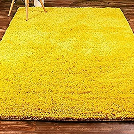 Giya Rugs Anti-Slip Microfibre 100% Polyster Bathmat Doormat |Shaggy Runner Carpet for Your Home Bedroom (Yellow, 40x60 cm)