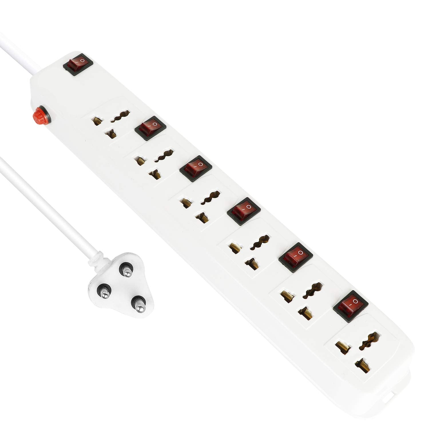 FEDUS 10 Meter 32 Feet Long Extension Board Extension Box | Spike Guard 6 Socket 6 Switch Junction Box with Switch, Extension Cords Cord, Spike Buster, Extension Board with Wire (6 Socket 6 Switch)