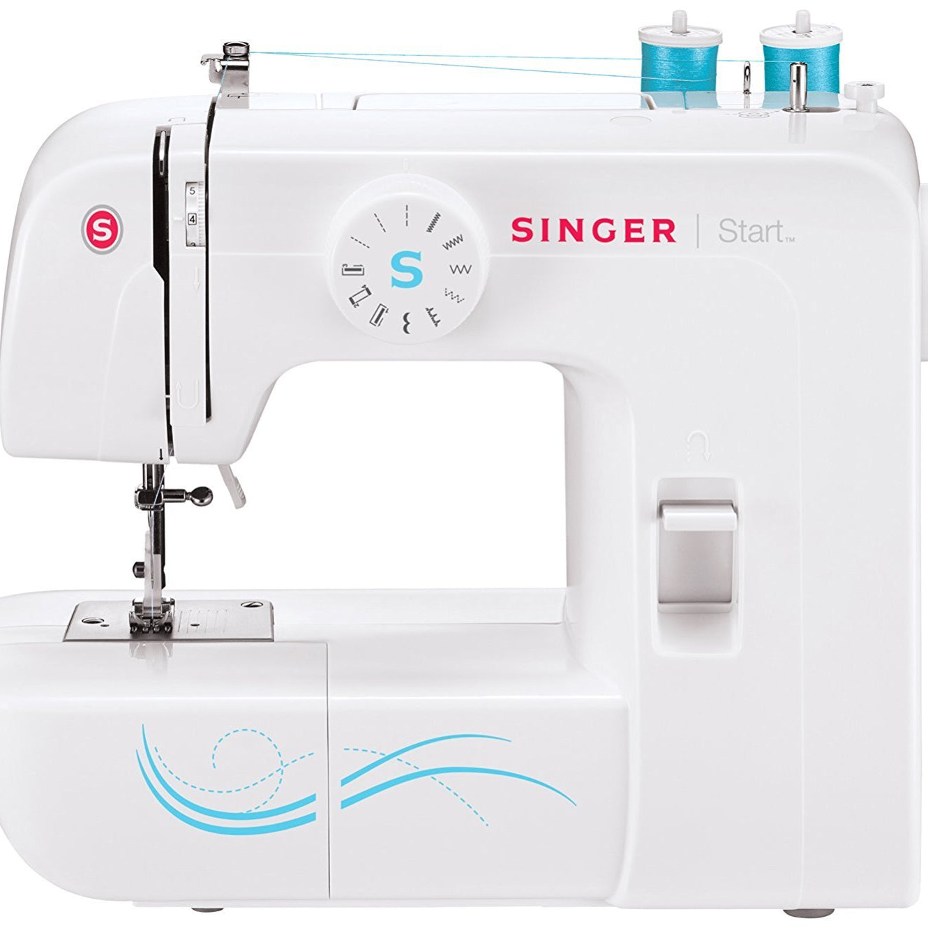 Singer 1304 Sewing Machine 6 Built-in Stitches, 19 Stitches Functions (White) Metal Frame