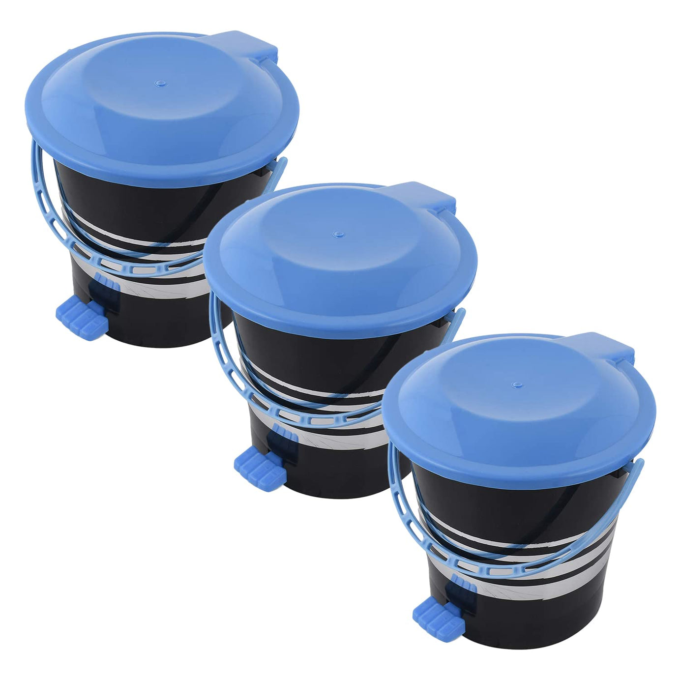 Kuber Industries Pedal Dustbin|Plastic Pedal Dustbin|Kitchen Waste Paper Bin|Dustbin For Bedroom|Blue Lid 5 Liter Dustbin|Pack of 3 (Black)