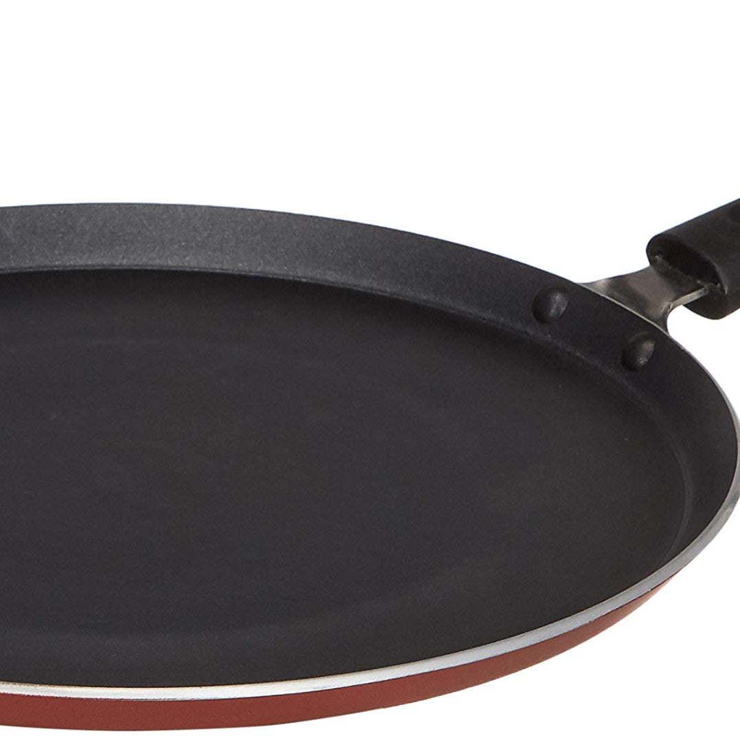 Amazon Brand - Solimo Non-Stick Tawa with 2-Way Non-Stick Coating, 26cm (Induction and Gas Stove Compatible), Aluminium, Black