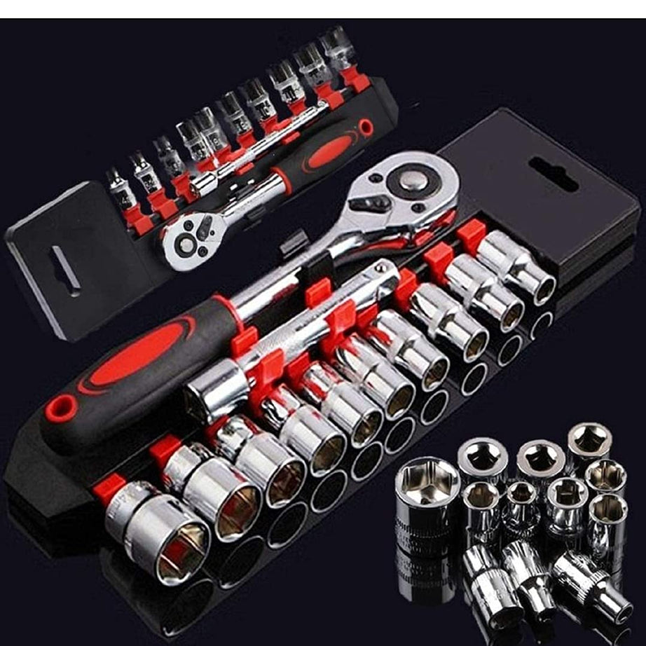 Dumdaar 12 in 1 Heavy Duty Socket Set 1/2 Chrome Vanadium Steel Hex 12pc Socket set Goti Set and Ratchet Spanner Tool kit