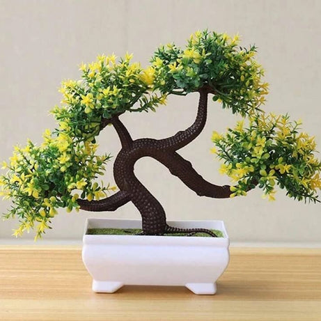 SATYAM KRAFT 1 Pc Artificial Bonsai Flower Tree with Designer Pot for Home Decor,Artificial Plant Bonsai Fake Tree, Living Room Table Plants and Craft Items, Raksha Bandhan (Pack of 1)