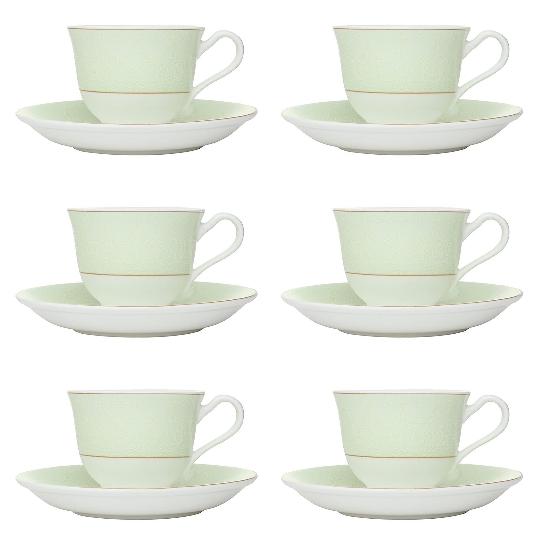 Clay Craft Fine Ceramic Tea/Coffee Cup Saucer Set of 12 ( 6 Cups + 6 Saucers) - 180 ml each