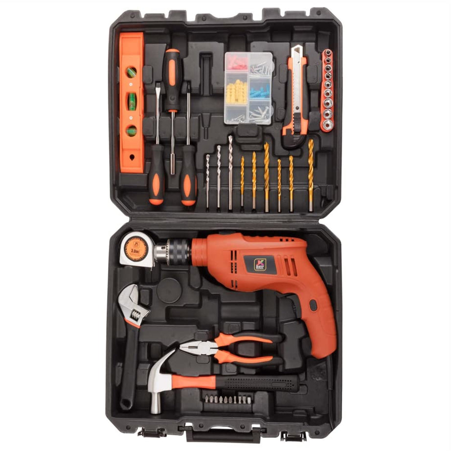 JK Super Drive Professional Tool Kit with 13mm (550Watt) Heavy duty Impact Drill Machine (98 pcs set)