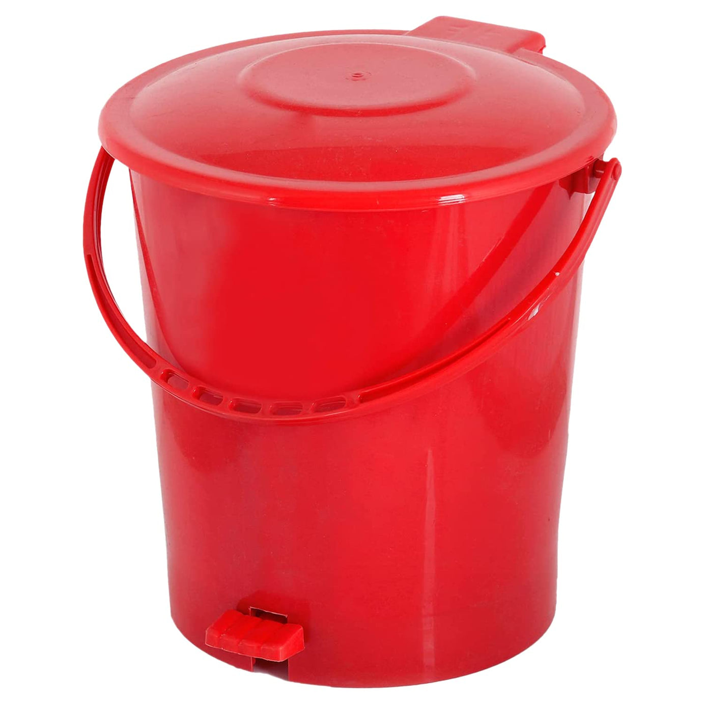 Kuber Industries Pedal Dustbin|Plastic Pedal Dustbin|Kitchen Waste Paper Bin|Dustbin For Bedroom|10 Liter Dustbin (Red)