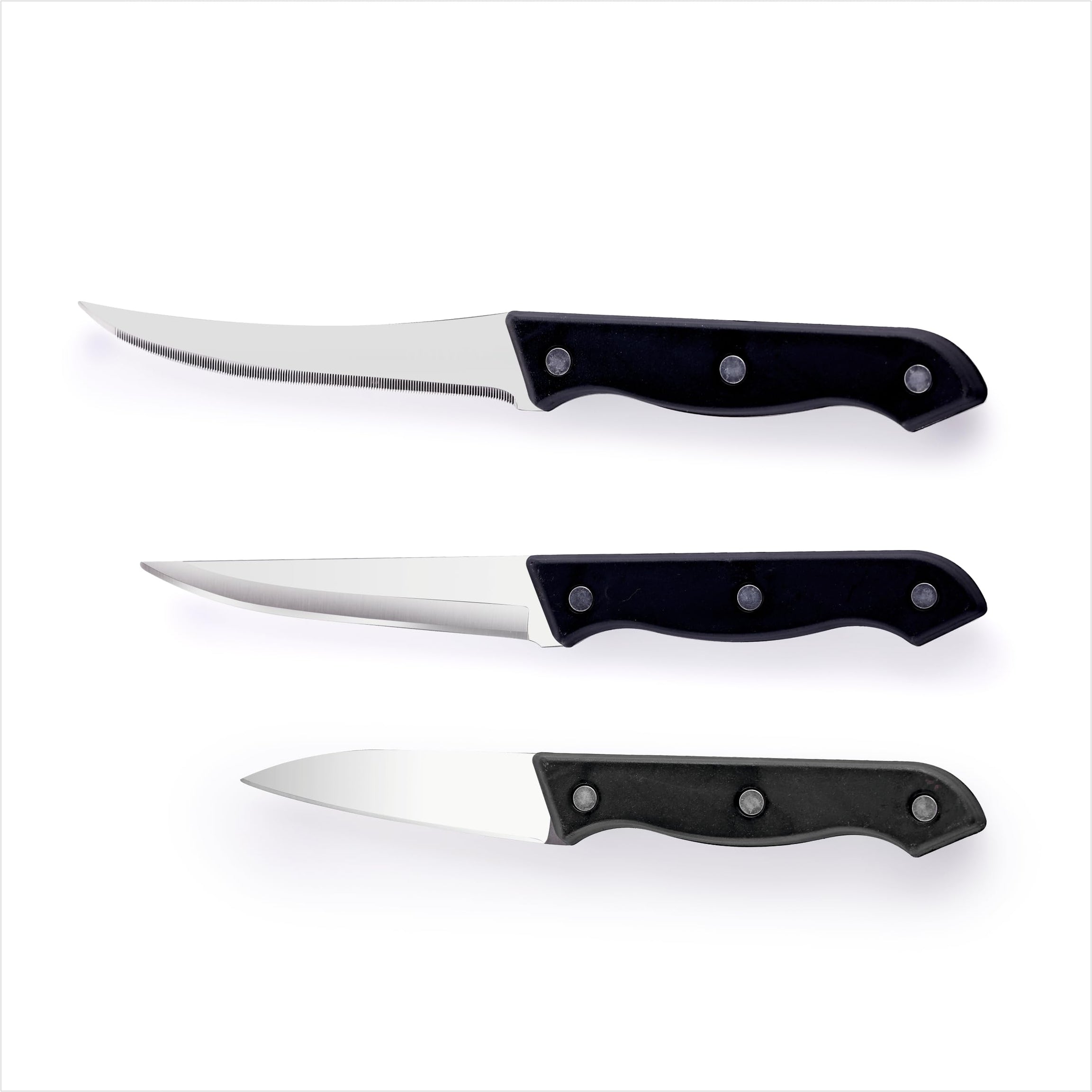 Ganesh Stainless Steel Kitchen Bold 3 pcs Knife Vegetable Cutting and Chopping Knife, Serrated Edge