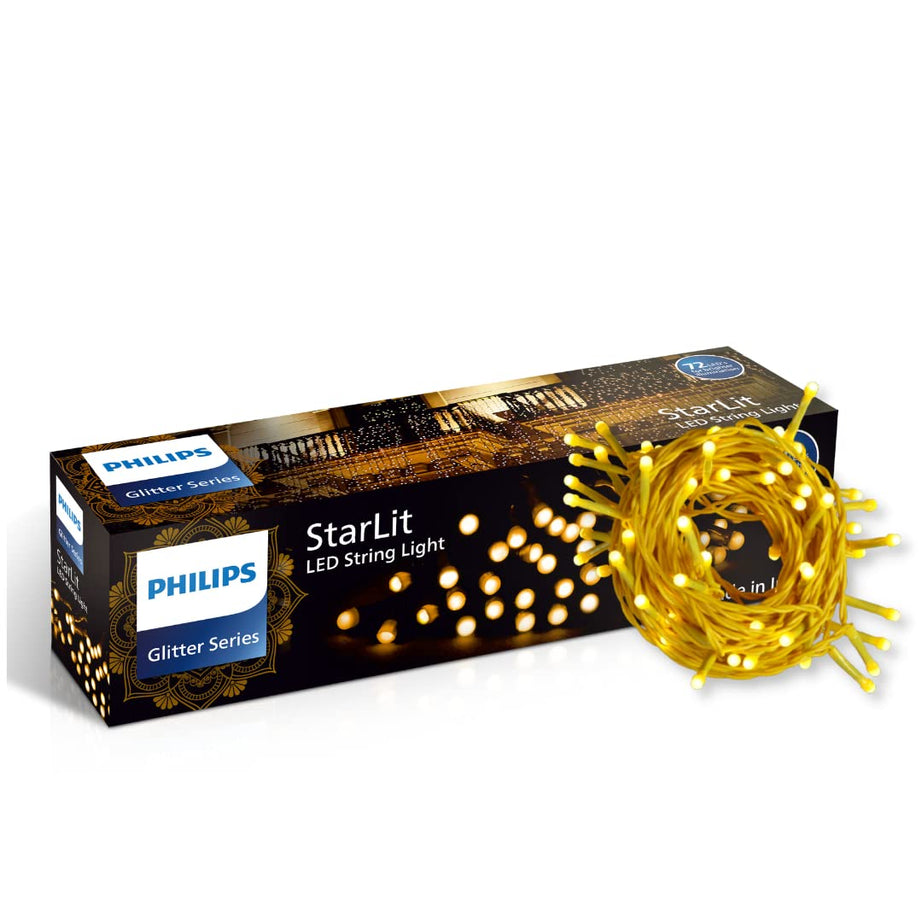 PHILIPS Starlit 12 Meter 72 LEDs String Light for Decoration | Decorative LED String Light | Warm White, Pack of 1,polycarbonate, for Diwali, Ganesh Chaturthi, Christmas decoration