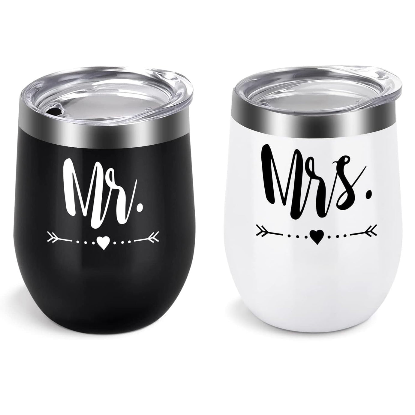 Store2508 Insulated Tumbler Set of 2, Mr Mrs, Stainless Steel, Anniversary Gift, Wedding Gift 350ml