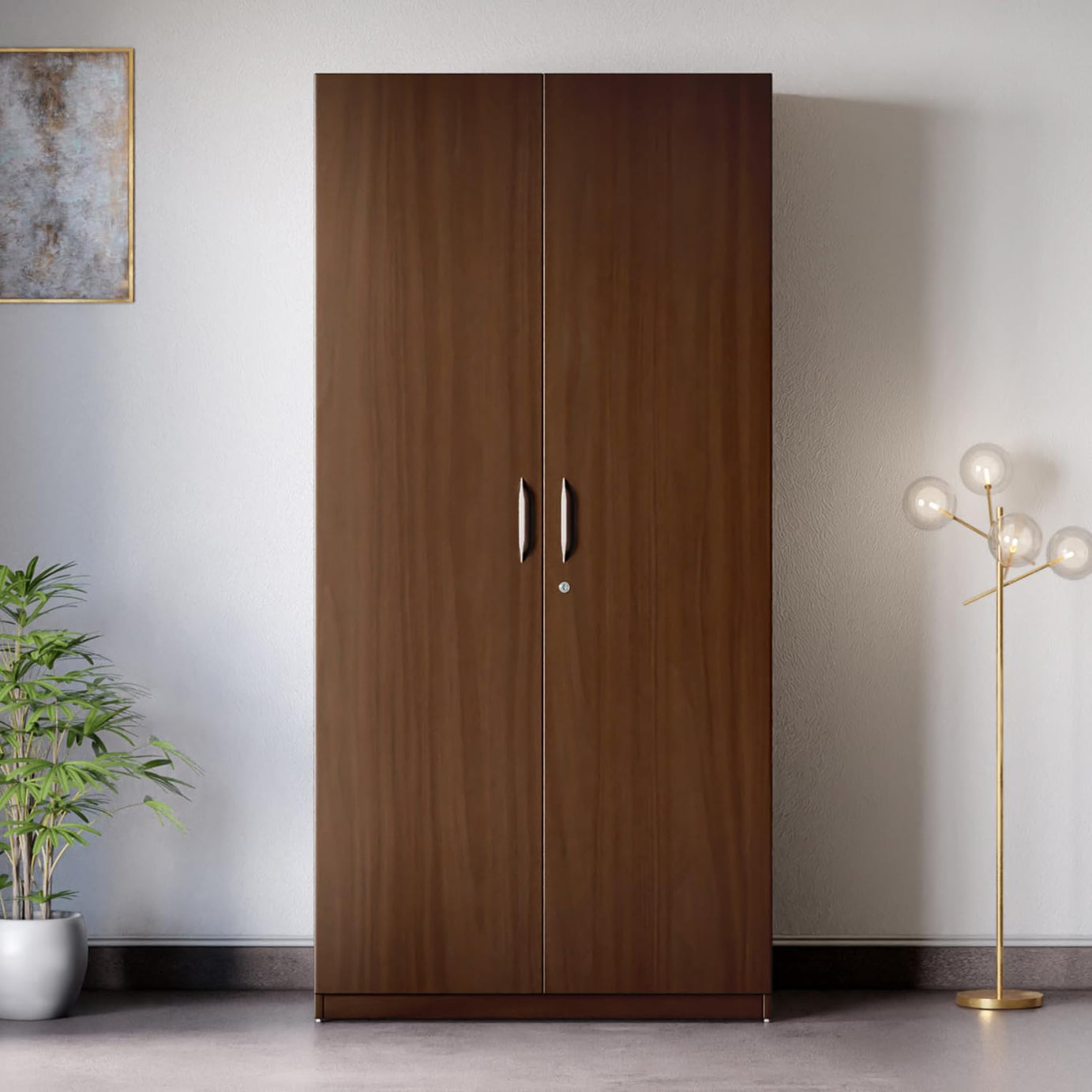 GODREJ INTERIO Stack 2 Door Engineered Wood Wardrobe (Brown) 1-Year Warranty, 2 Shelves, 1 Drawer