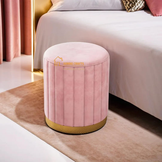 JUMBO CRAFTS Ottoman Stool for Living Room Sitting Pouffes Upholstered Pouffe Puffy for Foot Rest Home Furniture Mudda Pouf Round Sitting Foot Stool for Office Room Décor - Pink