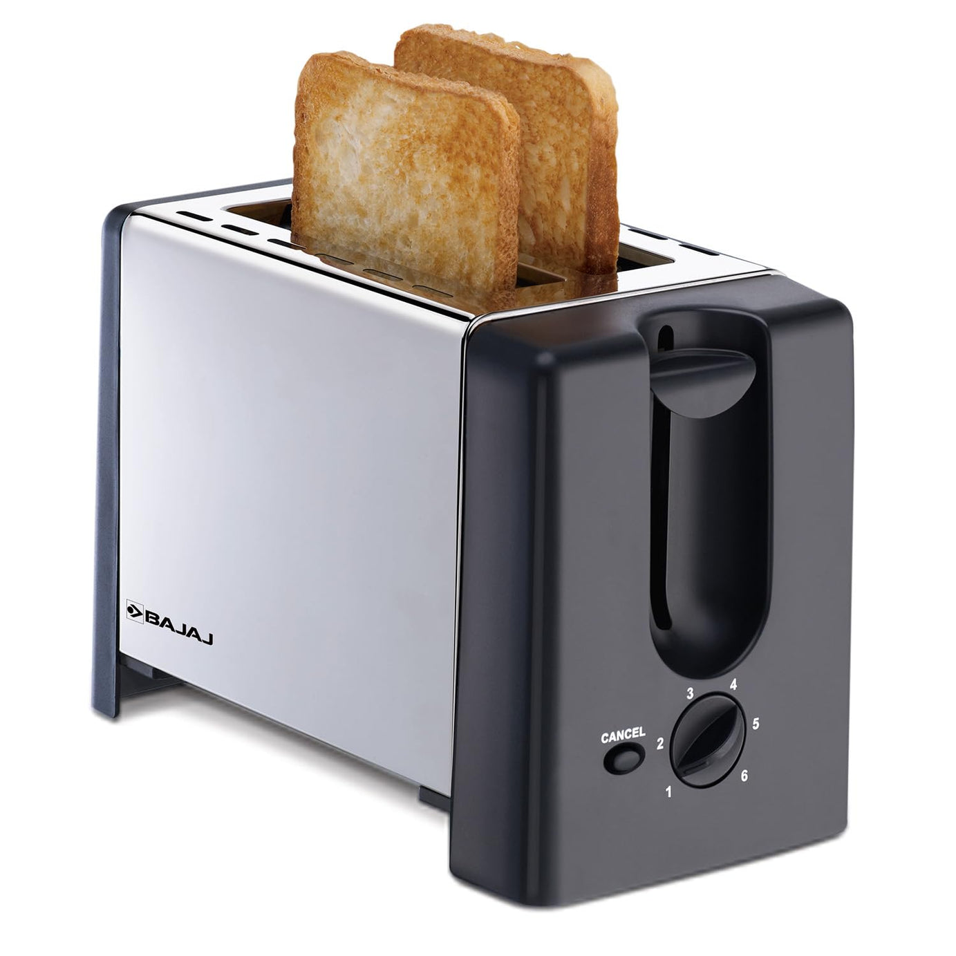 Bajaj ATX 3 750-Watt Pop-up Toaster | 2-Slice Automatic Pop up Toaster| Dust Cover & Slide Out Crumb Tray | 6-Level Browning Controls | 2 Year Warranty by Bajaj | Black/Silver Electric Toaster