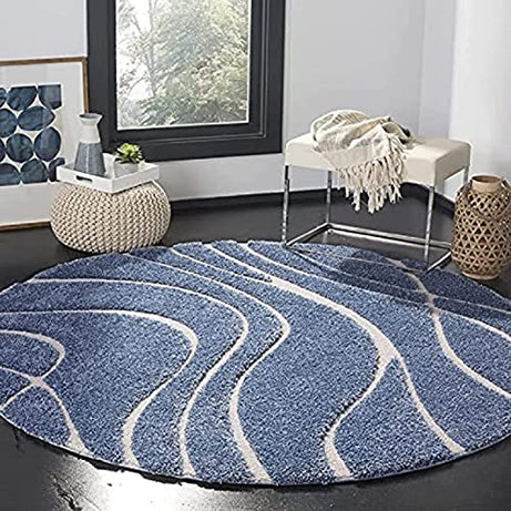 FR Creations Anti Skid 100% Polyster Rug Round Carpet Bedside Runner Doormat for Living Room, Bed Room, Home,Bedroom (Multi, 4x4 Feet)