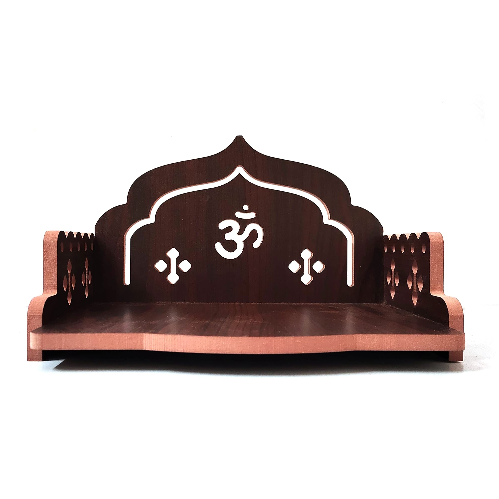 DIVOKAH® MDF Small Wooden Temple/Wall Shelves/sinhasan/Pooja Stand/Hindola (8.5 in * 6 in * 5.5 in) (8 MM Plywood Thickness) (ROSWD_OMASAN)