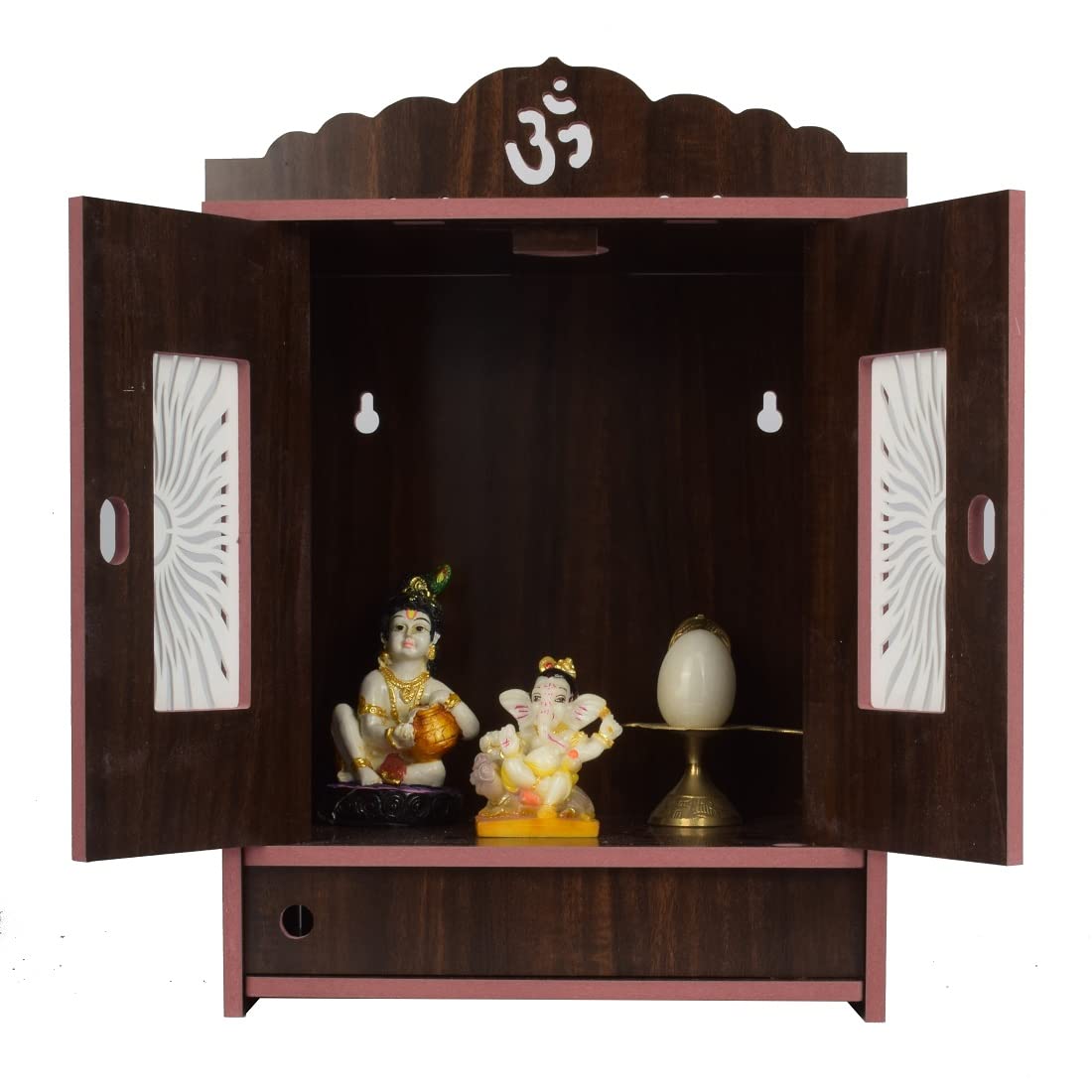 HIOLTY Wooden Temple For Home Wooden Temple For Home Wall Temple For Home Temple For Home Small Ganesh Temple Om For Mandir Wall Pooja Mandir For Home Pooja Mandir Wooden (Brown,28 Centimeters)