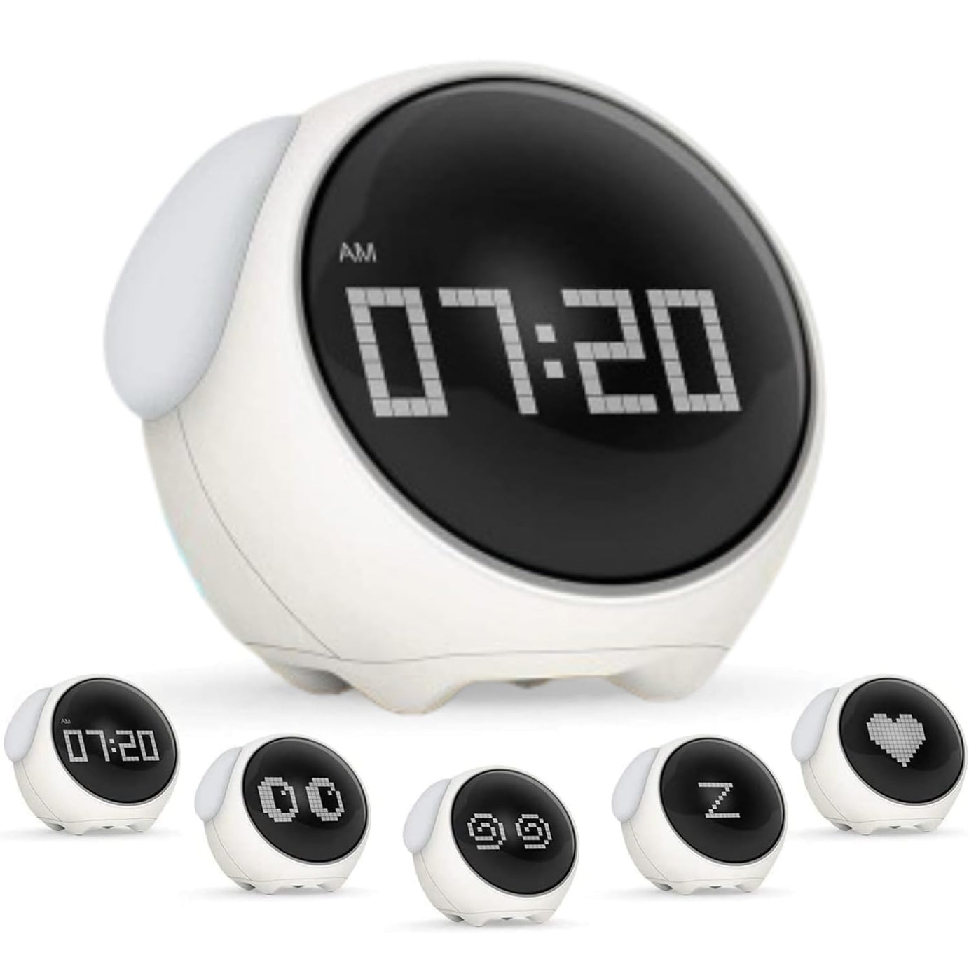 NYRWANA Alarm Clock, Digital Clock, Alarm Clock for Students with Adjustable Brightness, Snooze Function, Temperature & Touch to Wake (White)