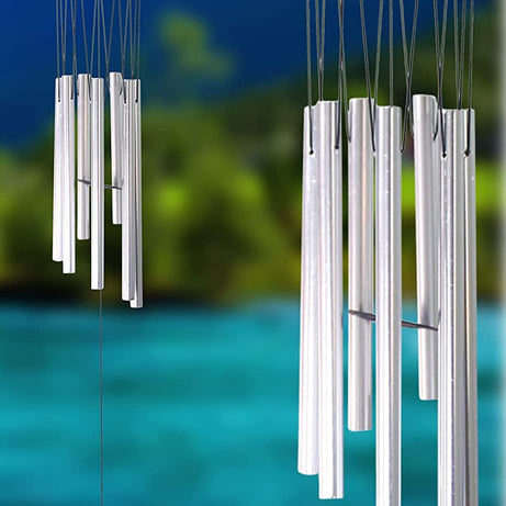 KharidoLive Aluminium 7 Pipe Silver Wind Chimes For Home Positive Energy | Home Decor Item | 24 Inch Long (Made In India)