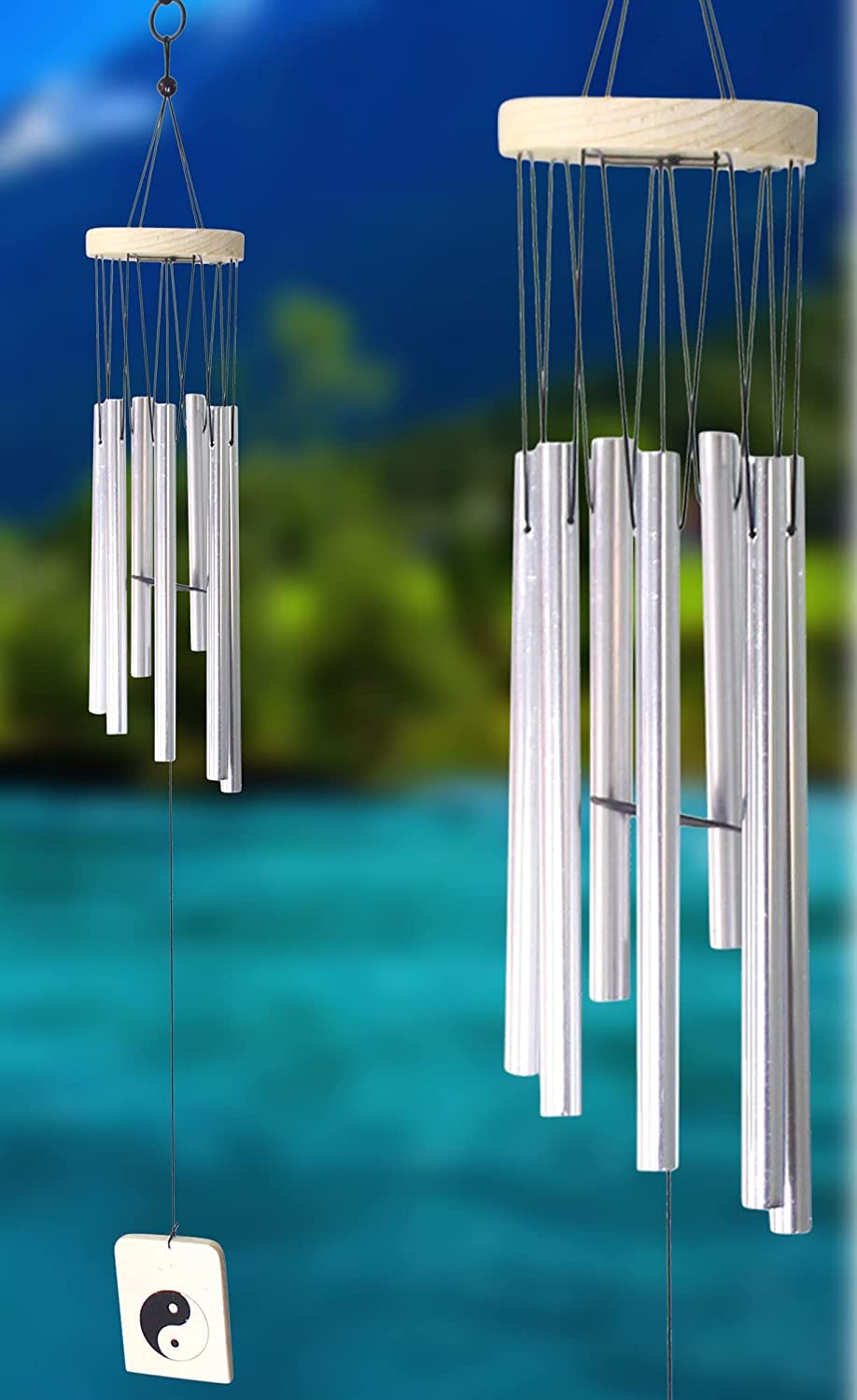 KharidoLive Aluminium 7 Pipe Silver Wind Chimes For Home Positive Energy | Home Decor Item | 24 Inch Long (Made In India)