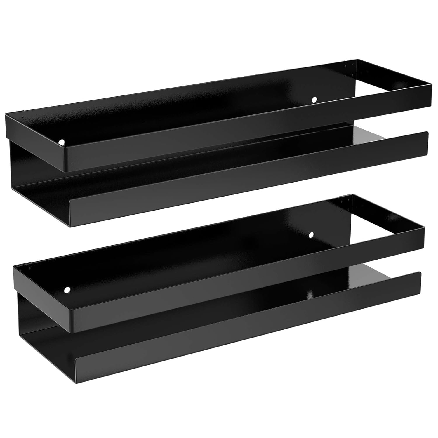 iSTAR Metal Multi-Purpose Wall Mount Floating Shelf Wall Mounted Storage Shelves for Kitchen, Bathroom, Bedroom, Office (Small, Black) (Pack of 2)