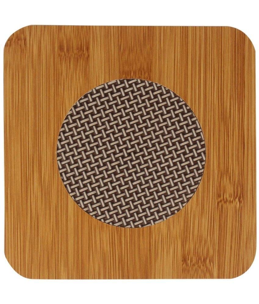 Spellwish Heat Resistant Square Shape Wooden Coaster Pan Pot Holder Heat Insulation Bamboo Coaster Pad Hot Coffee Bowl Tea Cup Heat Pad Placemat for Home Kitchen Dining Table (2)