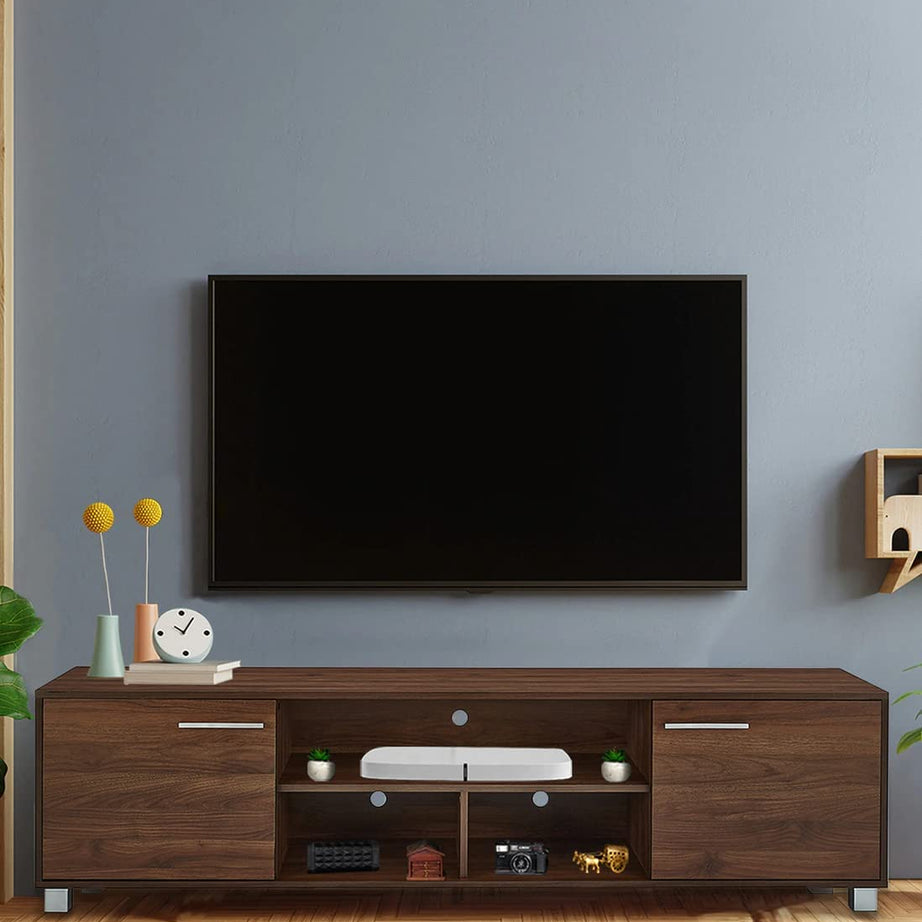 DesignFit Engineered Wood Tv Entertainment Unit Cabinet With Storage For Living Room - Walnut Finish,L-39.2 Centimeters