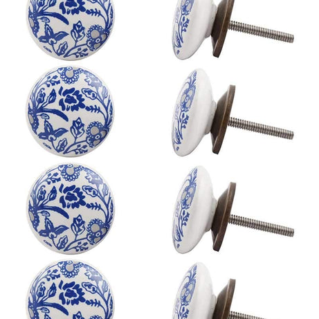 The Himalaya Craft Ceramic Beautiful Knobs for Cabinets and Cupboards Drawer Pulls Pack of 8 (Standard Size, Blue Color) (Blue Pottery)