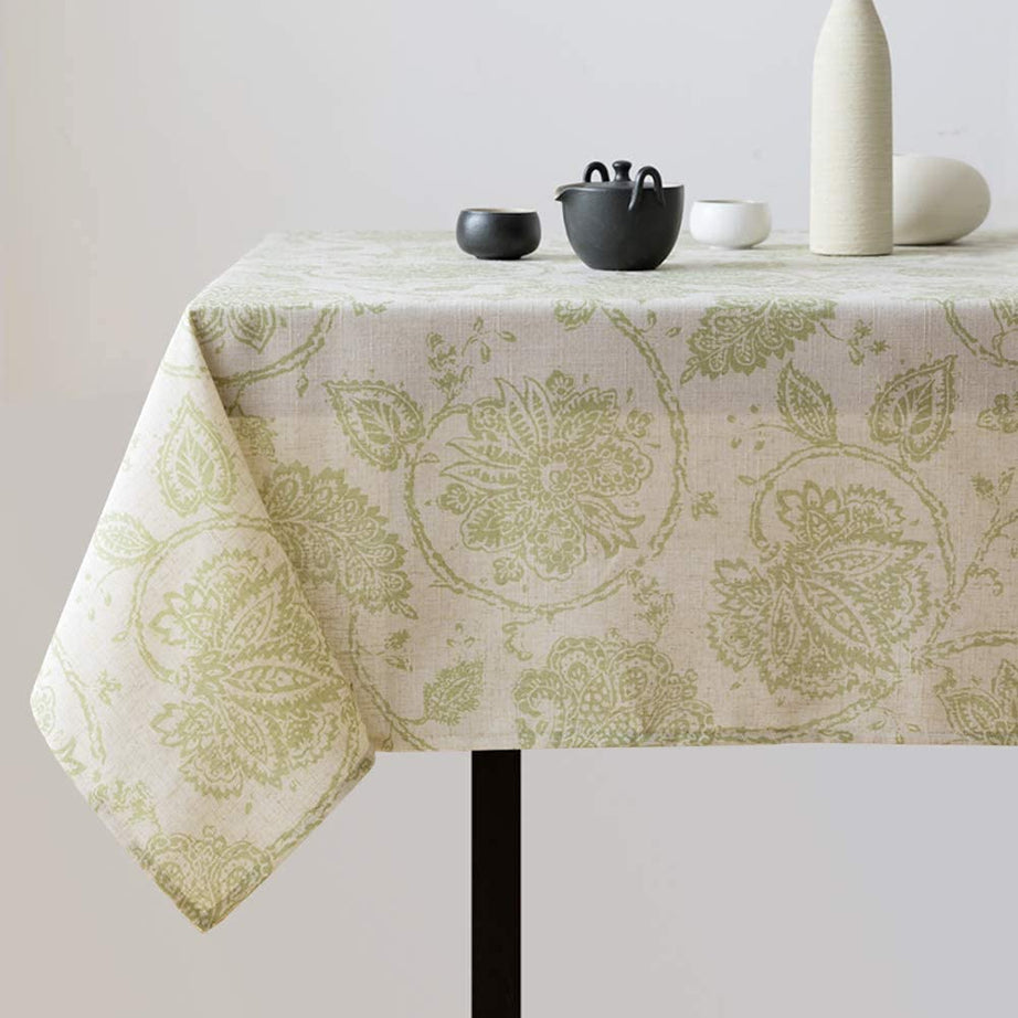 Modern Homes Floral Printed Cotton Tablecloth for Dining Table, Patio Table, Picnic Table, Hotel Buffet Table; Table Cover 55x55 inches (Sage Green, 4 Seater)