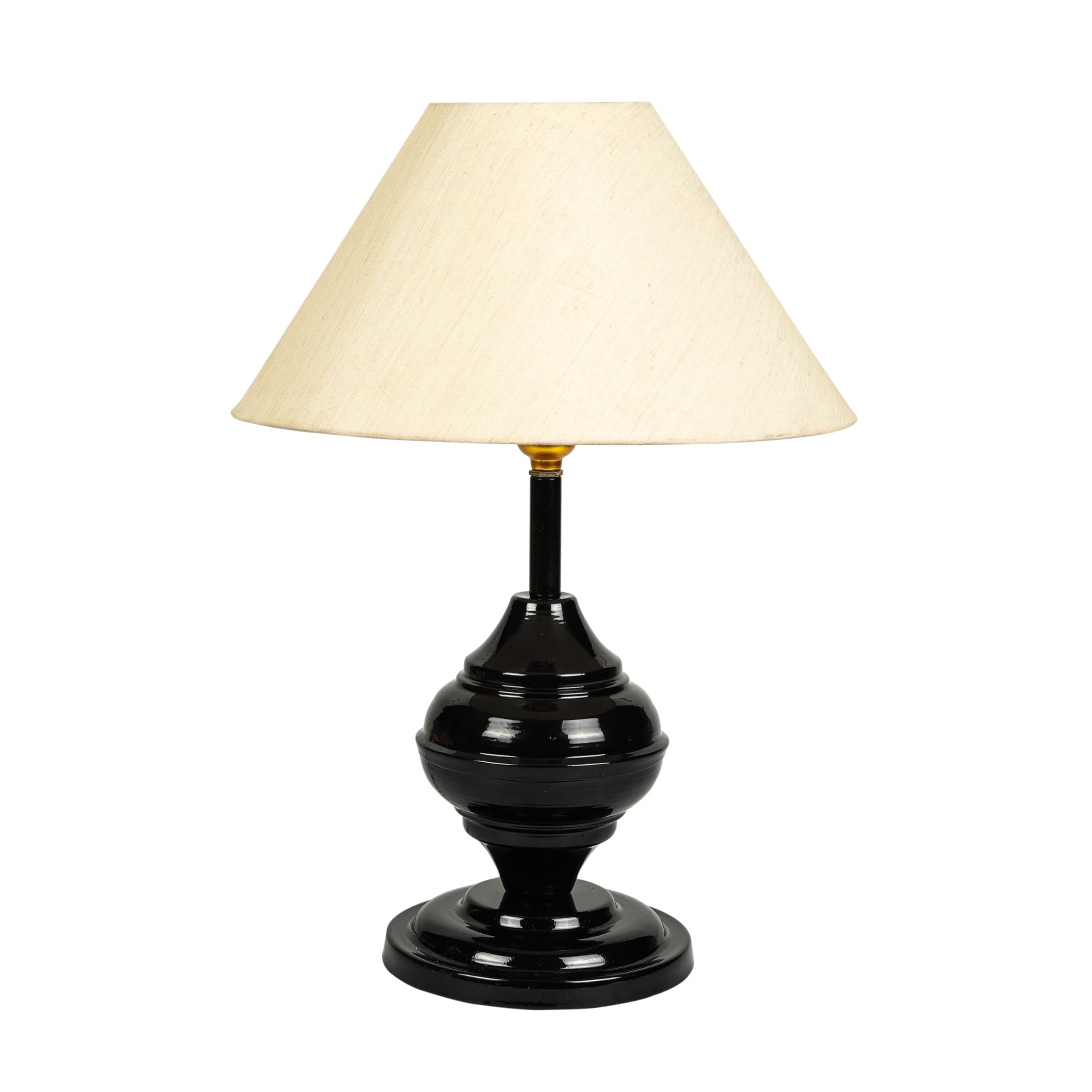 Lexton Black Metal Base Table Lamp | Bed Side Lamp for Bedroom | Living Room | Home Decoration | Drawing Room | Study Room | Bedside | Gifting Purpose| Bulb Not Included (Beige Shade, Pack of 1)