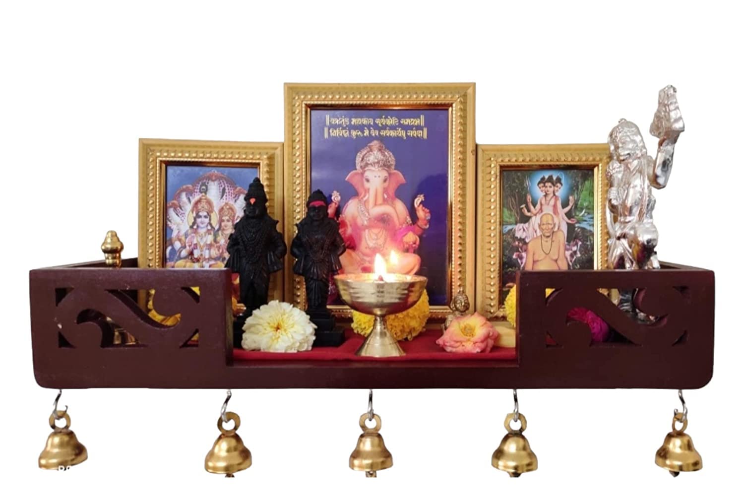 DecorDen Wooden Pooja Mandir for Home Wall Mounted | Wooden God Temple for Home | Pooja Stand for Home Wall Mount | Puja Mandir for Home | Pooja Unit for Home | Temple for Office