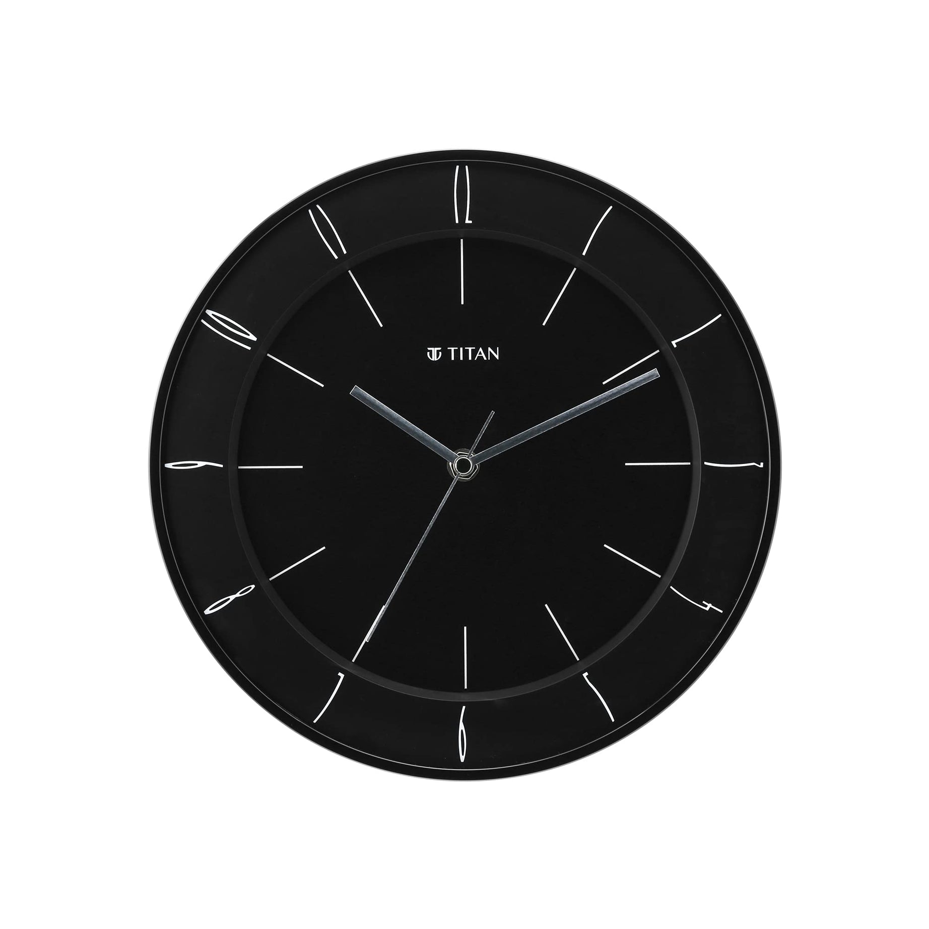 Titan Contemporary Wall Clock with Domed Glass - 27 Cm X 27 Cm (Small), Analog, Black