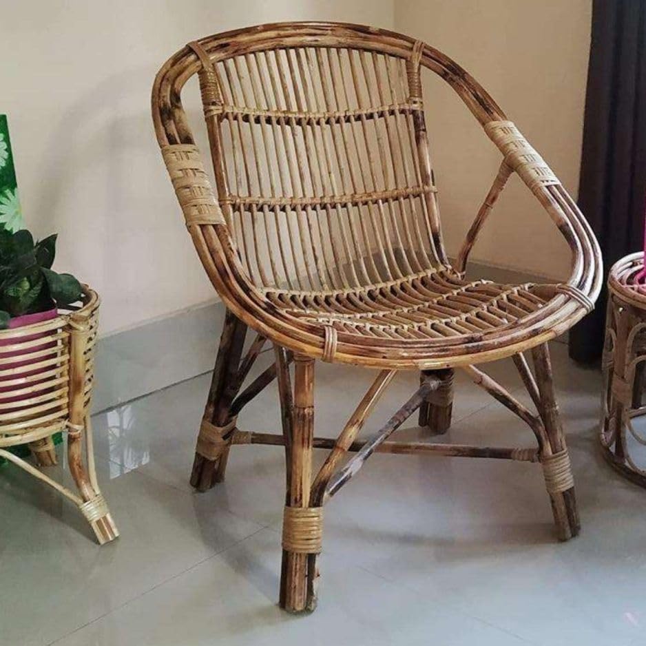 Swadeshi Bamboo Eco-Friendly Cane Chair for Living Room, Dining Room, Outdoor, Balcony Classic Premium Bamboo Chair for Adults | Brown