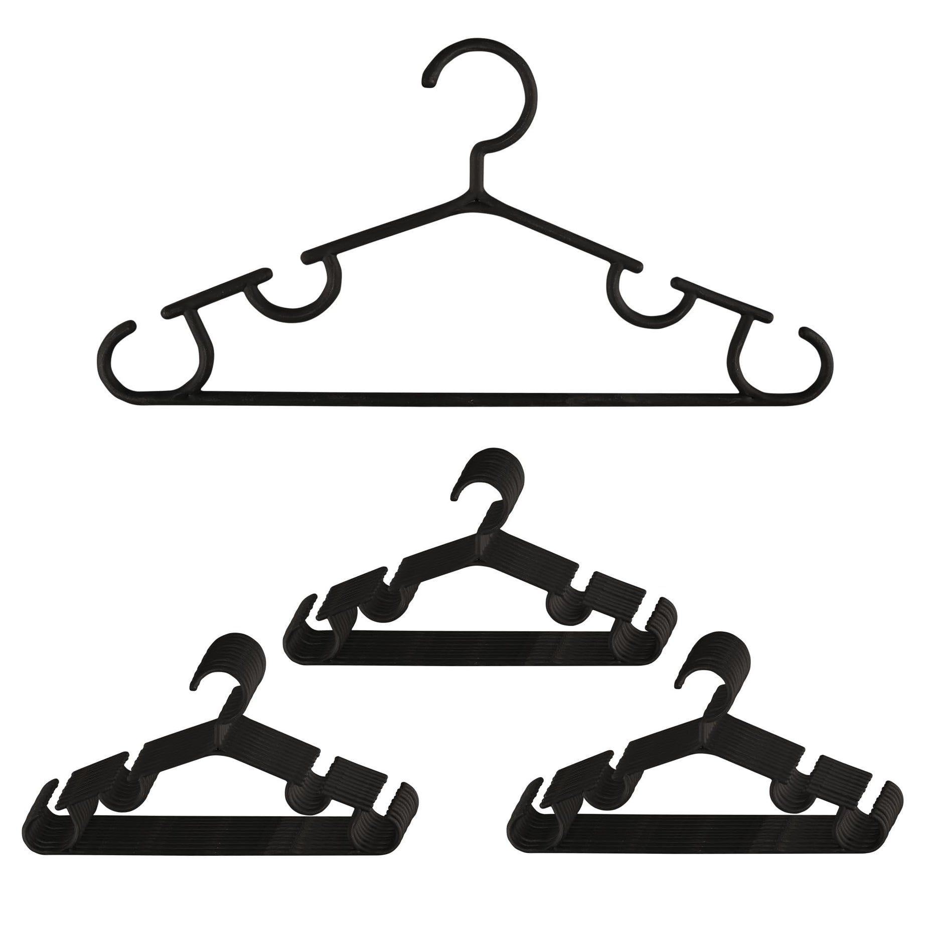 Kuber Industries Pack of 30 Hangers | Multi-Purpose Hangers for Wardrobe-Almirah-Cabinets-Closet | Hangers for Trouser-Skirts-Coat-Dresses-Ties | Plastic Clothes Hangers | 103 | Black