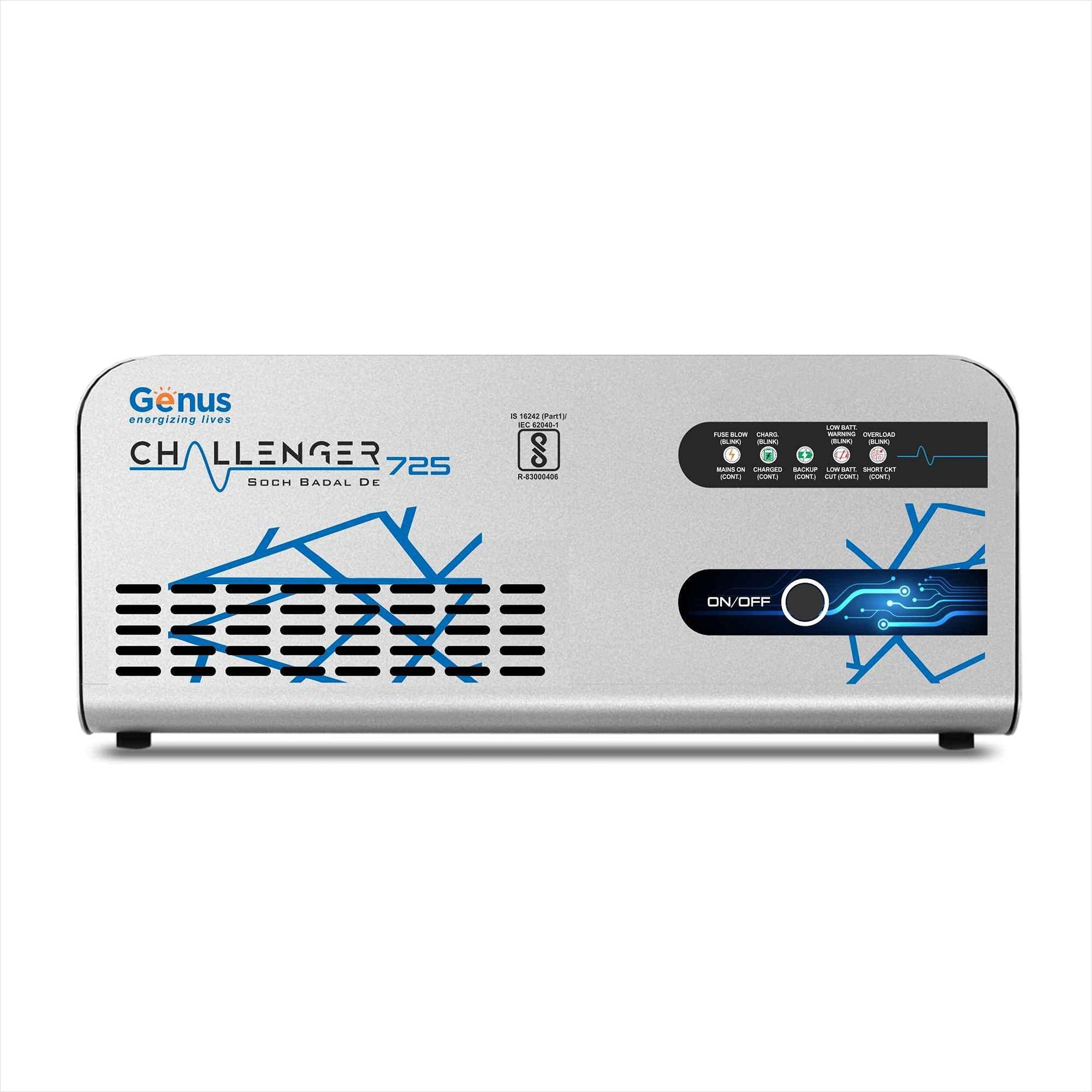 Genus Inverter For Home - Challenger 725 12V - Single Battery Inverter With Pure Sine Wave Output Is Best For Home & Office Appliances Safety