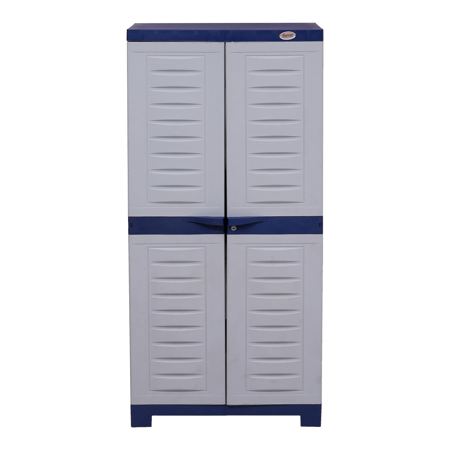 Supreme Furniture Fusion 02 Multipurpose,Waterproof with 2 Doors & Adjustable 3 Shelves Made by 100% Virgin Plastic Cupboard/Almirah/Cabinet (Mid Size,Pepsi Blue/Sky Grey)