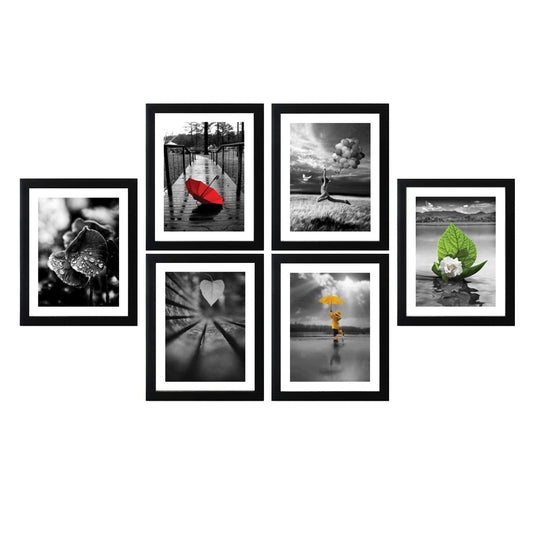 Amazon Brand - Solimo Collage Set of 6 Black Photo Frames (8 X 10 Inch - 6)