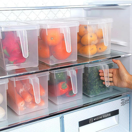 Wincy Fridge Storage Boxes Food Grade Containers Plastic Storage Box With Lid And Handle - 5L Air Tight (2), Transparent