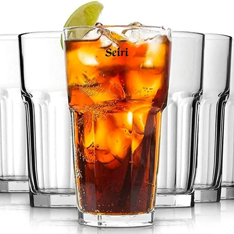 Seiri™ 300 ML Water Glass Tumbler Highball Glasses Clear Iced Tea and Glasses for Drinking Cocktail, Juice, Milkshake, Coke, Soda, Lassi, Dishwasher Safe Set of 6