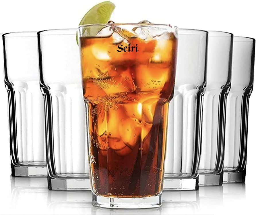 Seiri™ 300 ML Water Glass Tumbler Highball Glasses Clear Iced Tea and Glasses for Drinking Cocktail, Juice, Milkshake, Coke, Soda, Lassi, Dishwasher Safe Set of 6