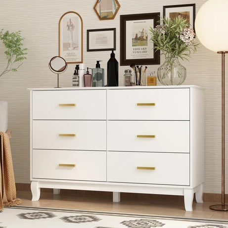 Chestify Furniture Solid MDF Wood Chest of Drawer with Drawers Storage Sideboard Cabinet with 6 Drawers Chest for Living Room & Bedroom (Orion, White)