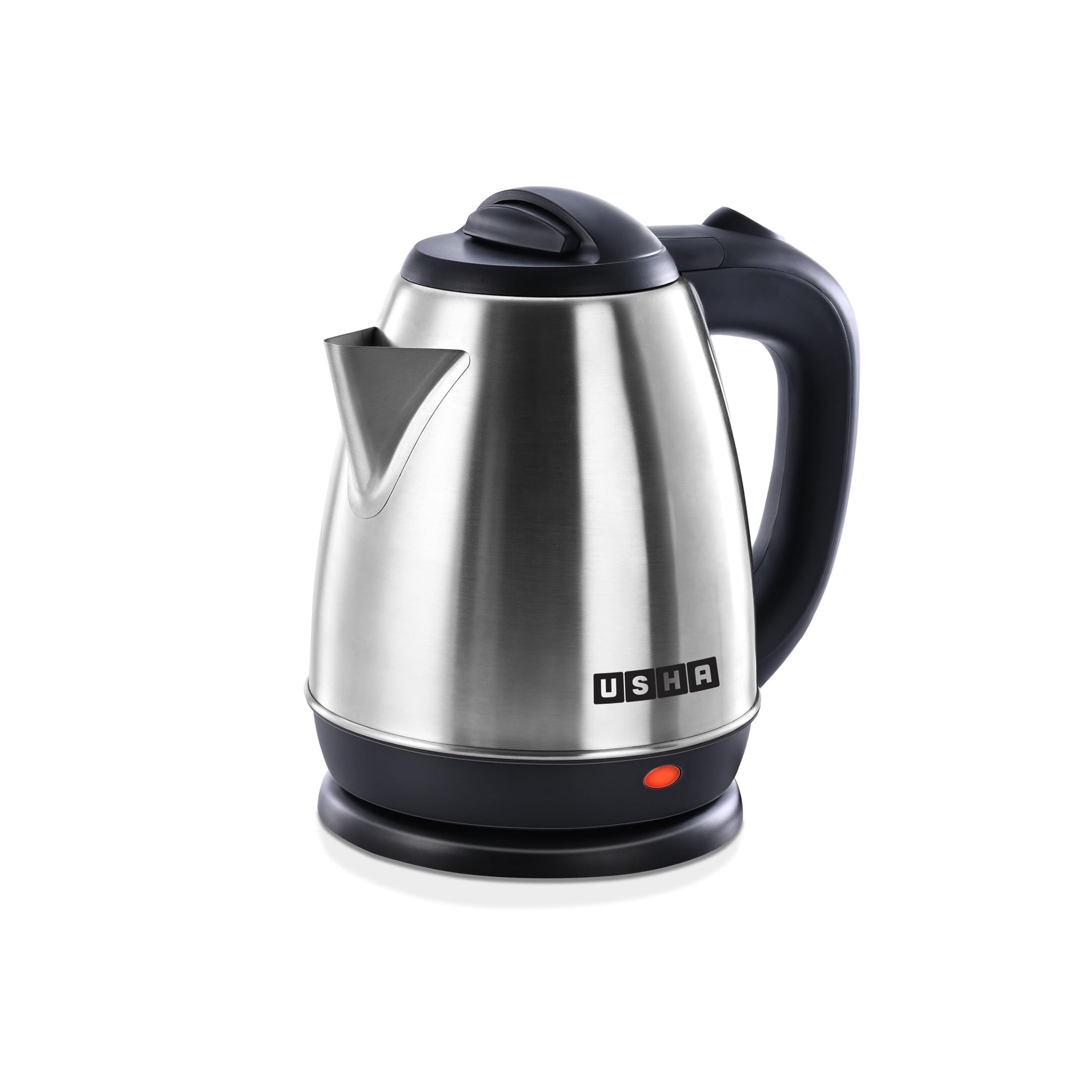 Usha Electric Kettle 1200W | 1.5L| Cool touch handle | Wider Mouth | Food-grade stainless steel | Safety with auto cut-off function (Silver & Black)