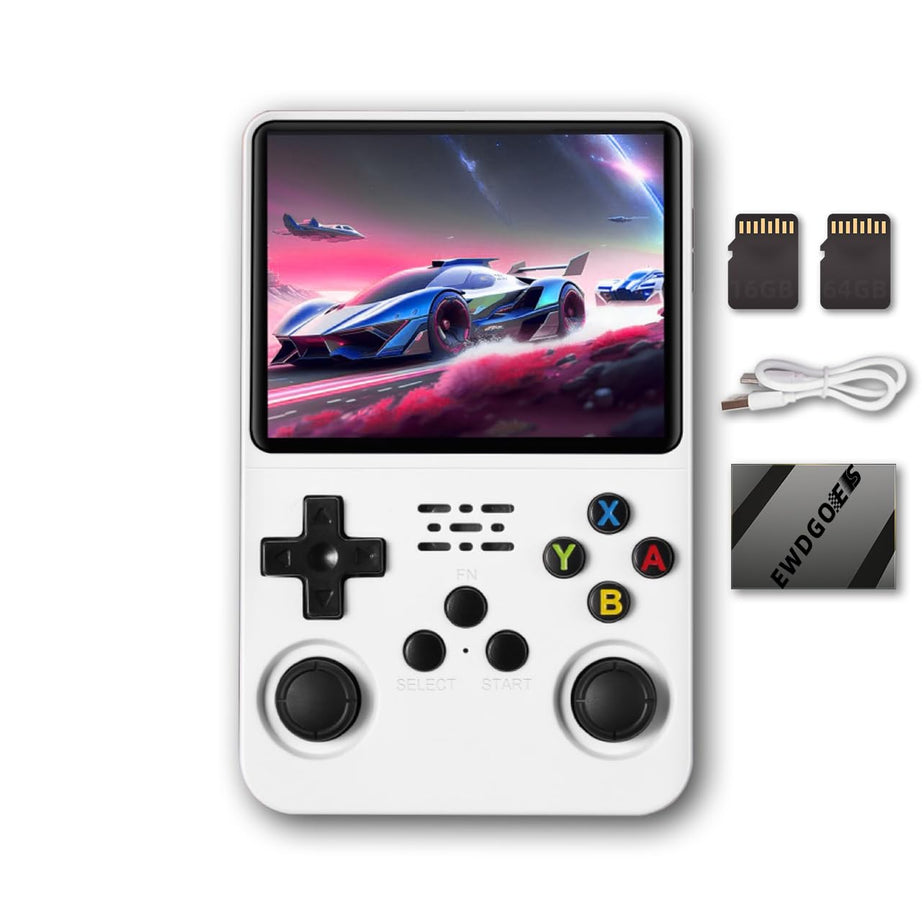 R36S Handheld Game Console 3.5 inch Preinstalled Emulator System White 32GB+64GB