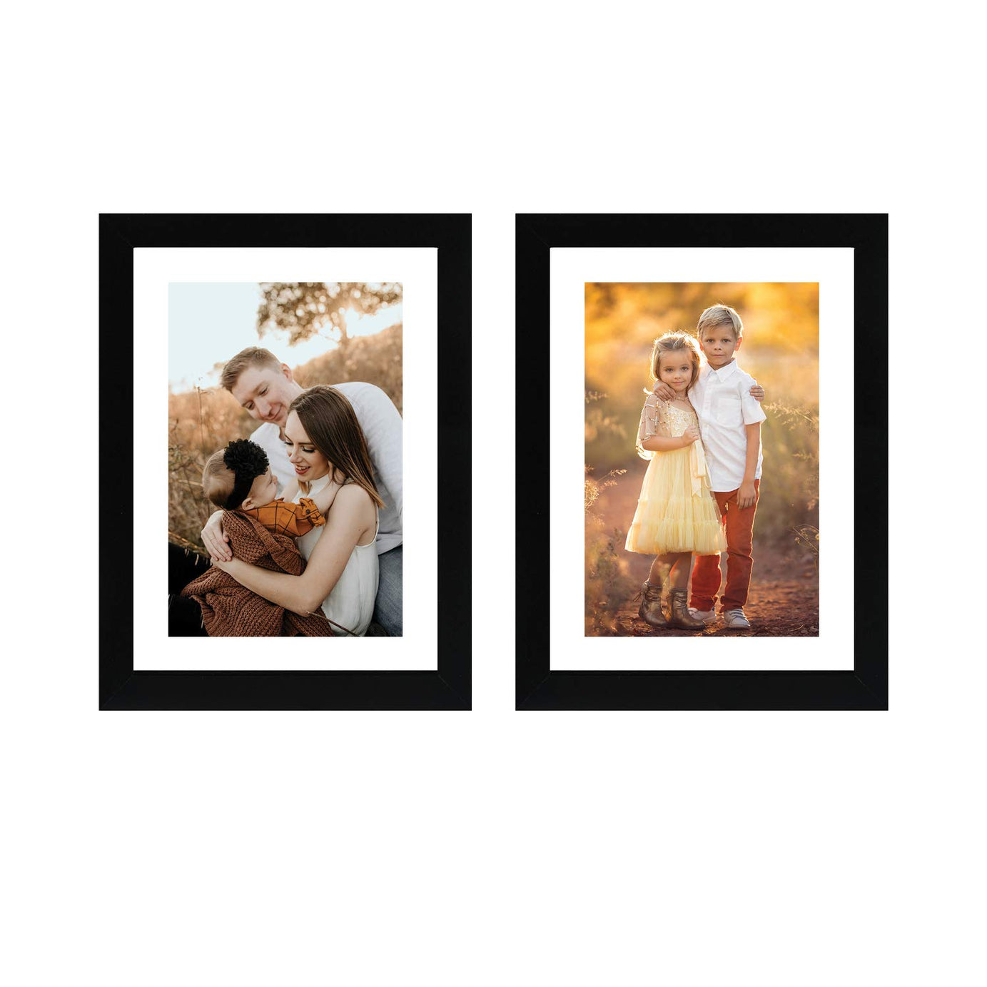 Amazon Brand - Solimo Set of 2 Photo Frames With Mount Paper (6 X 8 Inch - 2), Black