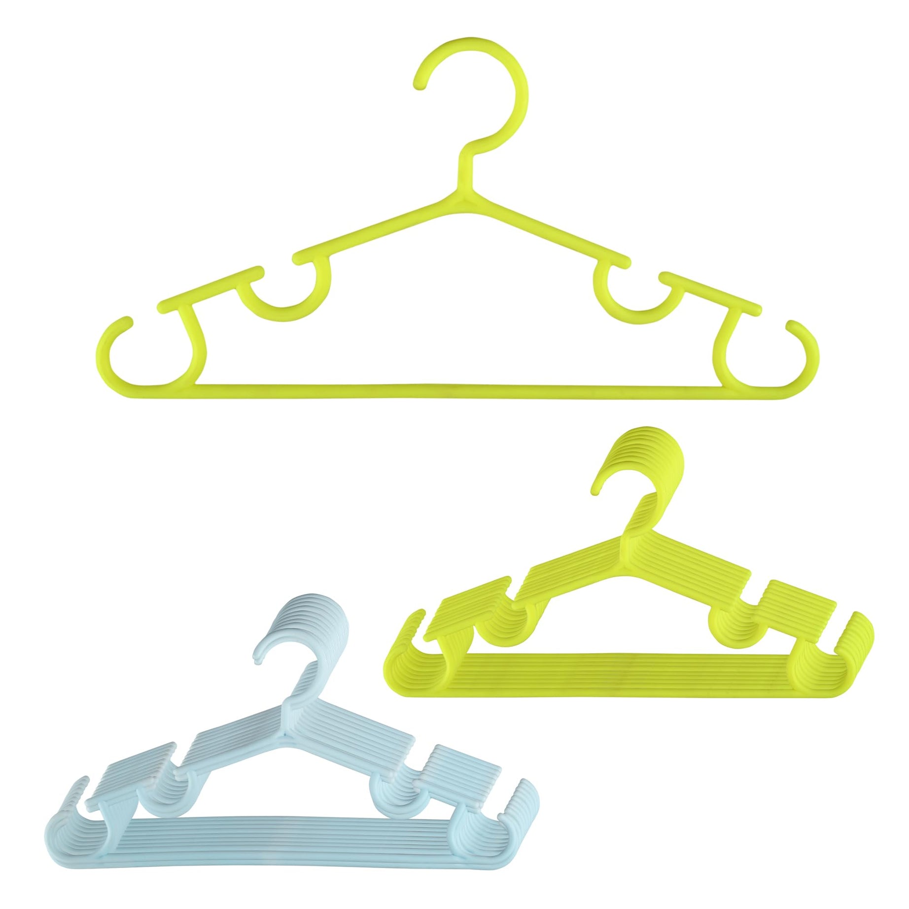 Kuber Industries Pack of 20 Hangers | Multi-Purpose Hangers for Wardrobe-Almirah-Cabinets-Closet | Plastic Cloth Hanger for Trouser-Skirts-Coat-Dresses-Ties | 103 | Yellow & Sky Blue