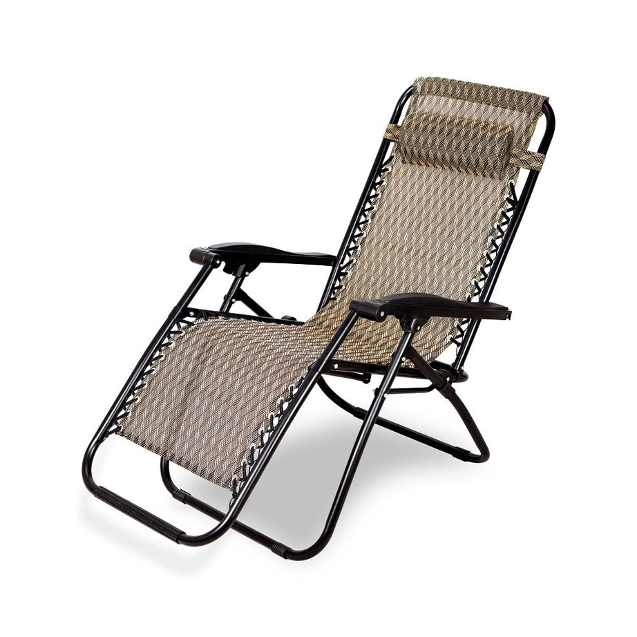 ginoya brothers Stainless Steel - Recliner Sleeping Chair With Adjustable&Foldable Legs For Beach, Home Lounging, Camping Outdoor Activity (Brown Texture)